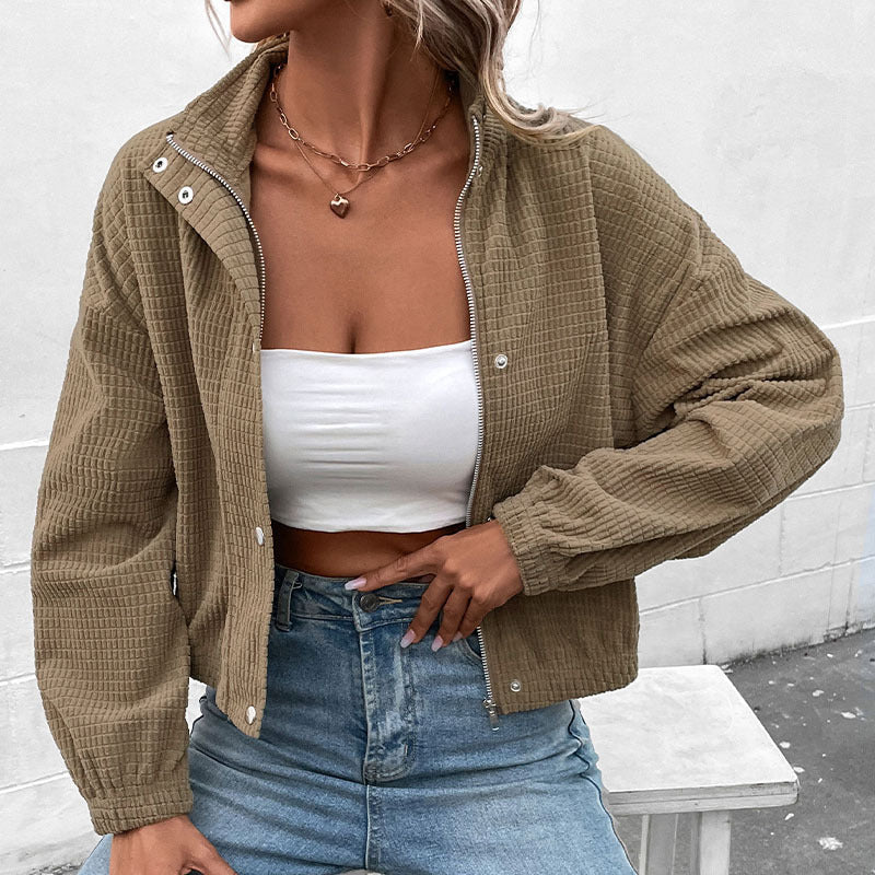 Fashion Leisure Corduroy Female Brown Jacket